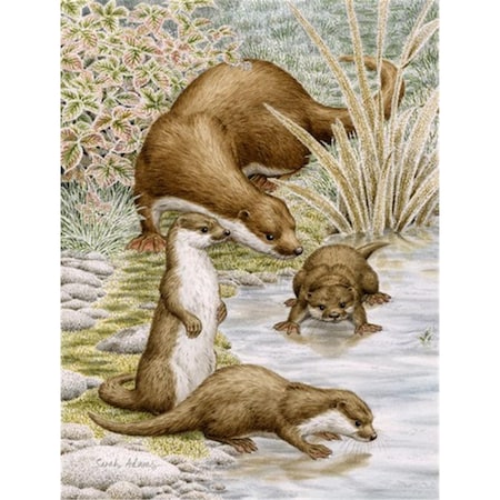 Carolines Treasures Otter Family Flag Canvas House Size ASA2075CHF